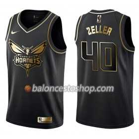 Camiseta Hombre NBA Charlotte Hornets Cody Zeller 40 Nike Negro Golden Edition Swingman